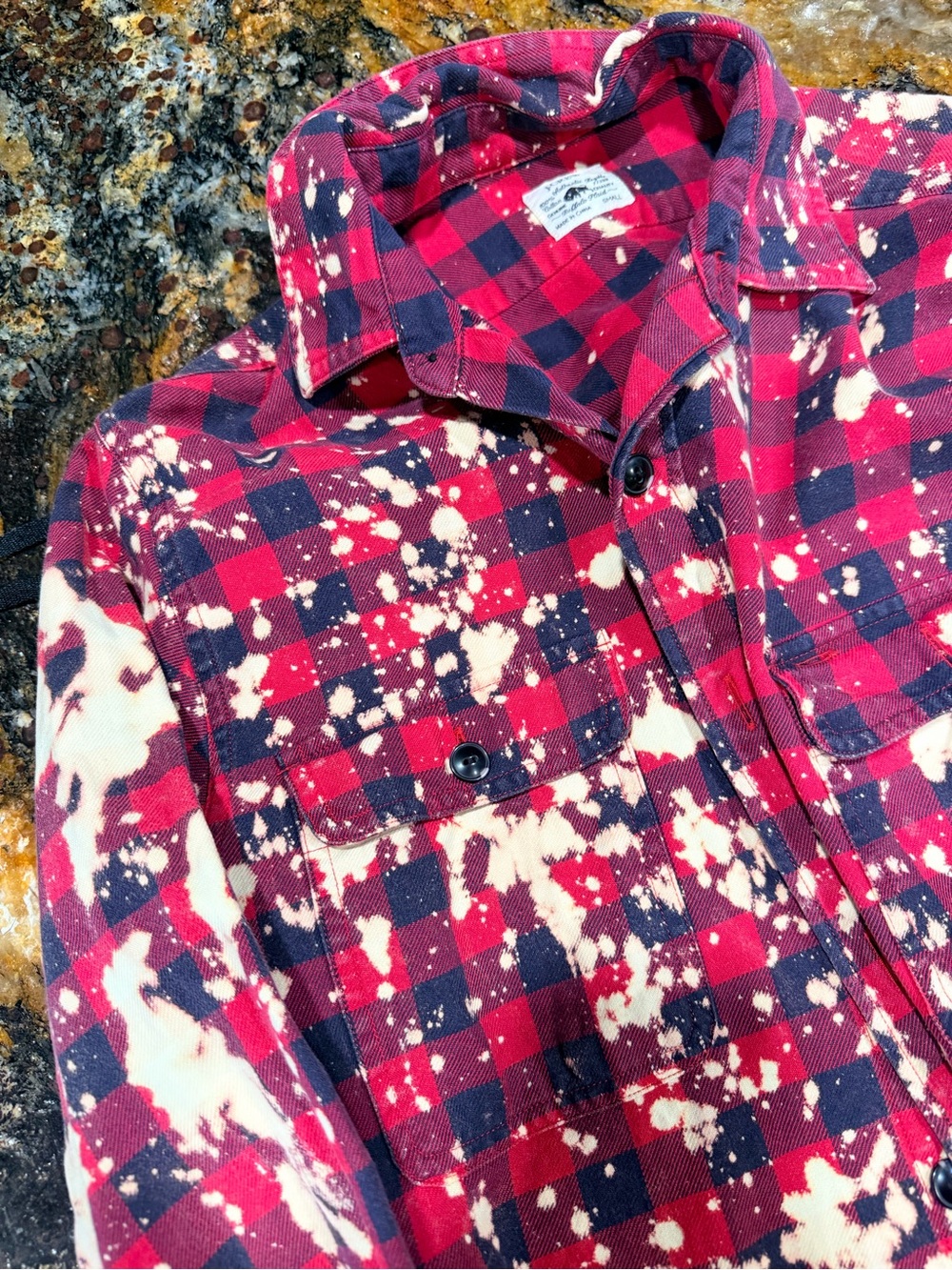 Red Hot Chili Peppers Bleached Plaid Patchback Shirt - Picture 3 of 3
